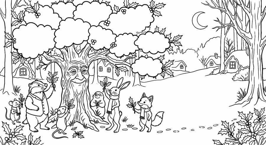 Christmas coloring page from the Rufus storybook