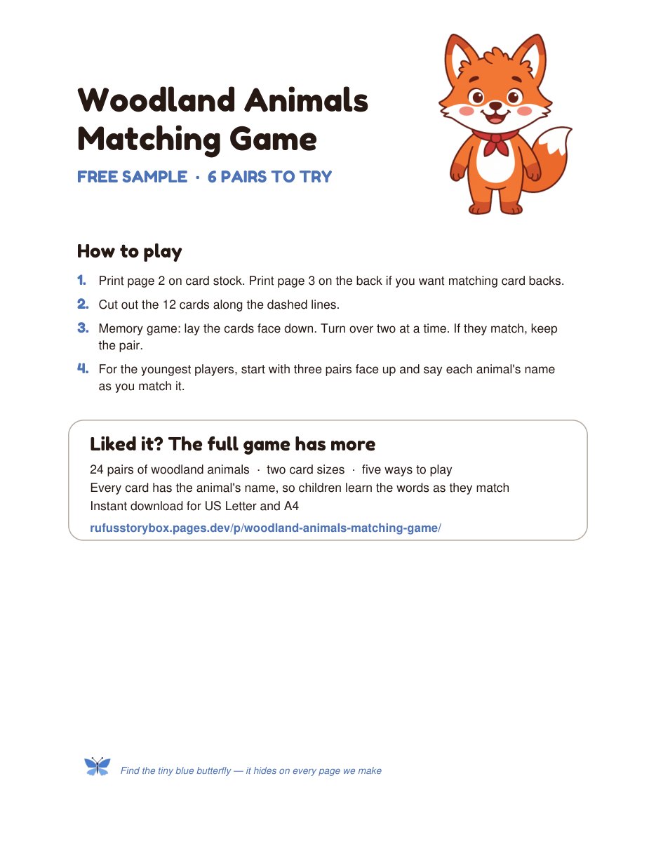 How to play the free woodland matching game