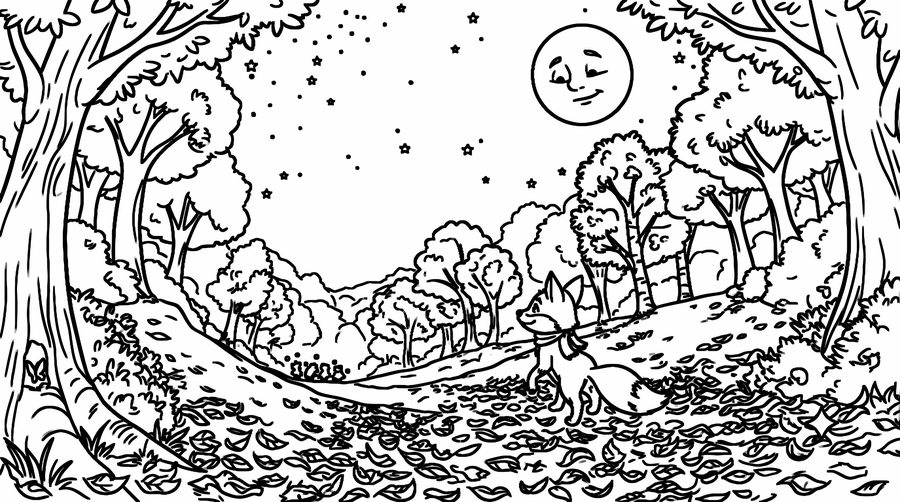 Halloween coloring page from the Rufus storybook
