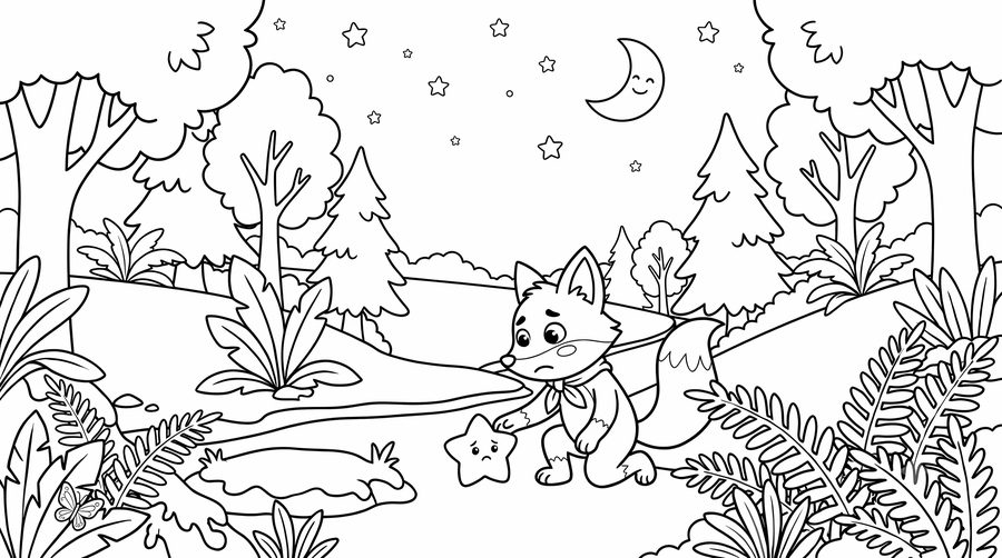 Stars coloring page from the Rufus storybook